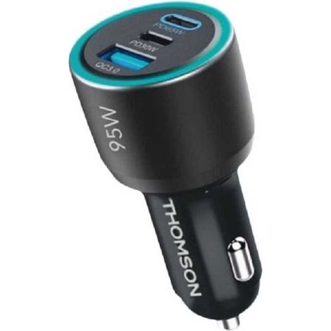 Car charger - THOMSON - 95 W - Total new generation technology - 2 USB-C - PD 65 W + PD 30 W - USB-A - QC 3.0