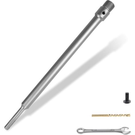 1 rallonge scie trépan sds plus, manche rond 350mm, filetage m22, acier haute résistance, perçage mur plafond sol (1/5)