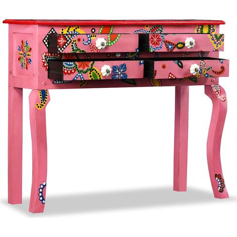 Consolle in Legno Massello di Mango Rosa Dipinta a Mano DAS736158 (1/5)