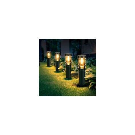 Solar-Gartenleuchten für den Außenbereich, 4er-Set IP65 Solar-Gartenleuchten, wasserdichte Landschaftsbeleuchtung mit warmweißem Wolframlicht für Garten, Terrasse, Einfahrt und Rasen (A)-Crezuo