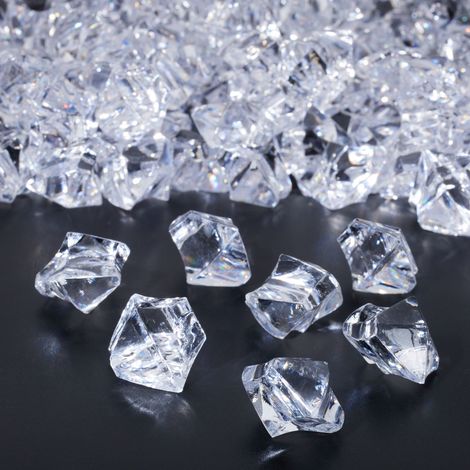 Relaxdays Decorative Diamonds, Set of 180, Confetti, Wedding, Crystals, Rhinestone, Plastic, 2x2.5x1.5 cm, Transparent (1/5)