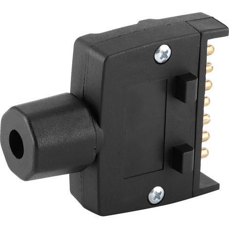 Connecteur adaptateur fiche mâle plate 7 broches pour remorque, prise noire, utilitaire, camping-car, bateau, véhicule (1/5)