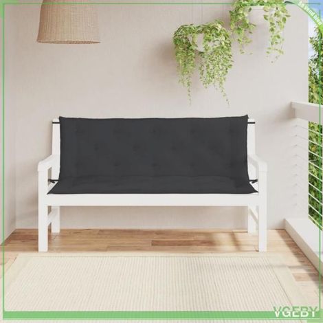 361704 Coussins de banc jardin lot de 2 noir 150x50x7 cm tissu Oxford (1/5)