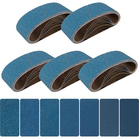 35 Pièces Bleu Oxyde de Zirconium Bandes Abrasives 75 x 457 mm, Grain 40/60/80/120/150/240/400, pour Ponceuse à Bande, pour Métal Bois Inox (1/5)