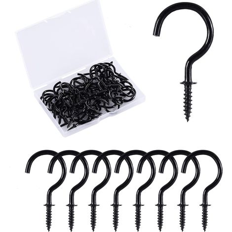 Crochet Plafond - Acier Carbone Nickelé - Longueur Totale 39 mm - Embouchure 10 mm - Filetage 13,6 mm - Pour Suspension Intérieure Extérieure - Lot de 50