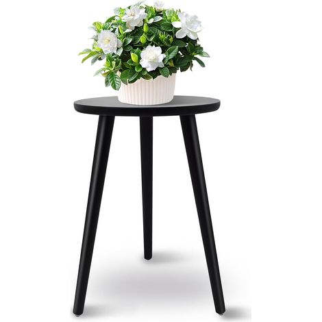 Support Plantes Interieur, Porte Plante Interieur en Bois Rond, Étagère Plante de Fleur pour Maison Balcon Jardin Intérieur (Noir) (1/5)