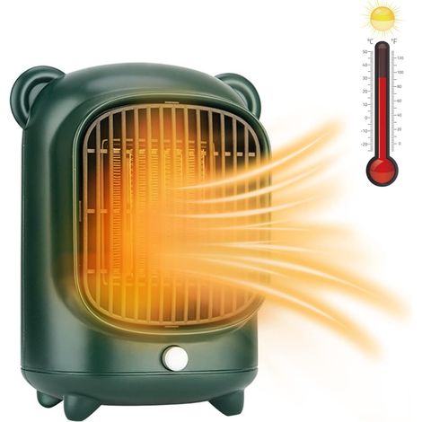 Chauffage soufflant en céramique , 500 W, chauffage électrique avec protection contre la surchauffe, ventilateur pour le bureau, le salon, la chambre à coucher (vert) (1/2)
