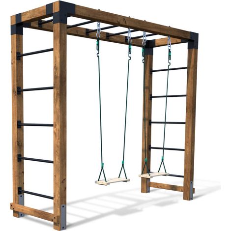 Aire de jeux multi-activités en bois avec 2 balançoires HECTOR