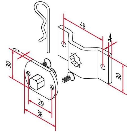 Kit support carré 10mm barre Oméga avec trous traversant diamètre pour 35mm - CHERUBINI - A35060551