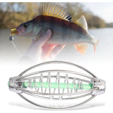 10 cages à appâts en acier inoxydable pour la pêche en mer, avec perles lumineuses et crochets, 20g