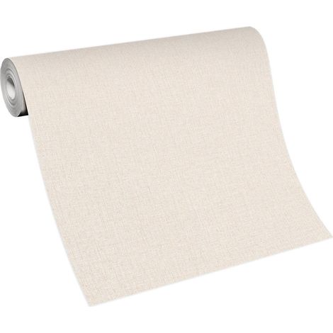 Papier peint moderne uni beige crème | Tapisserie unicolore beige style scandinave | Papier peint tendance crème idéal salon (1/4)
