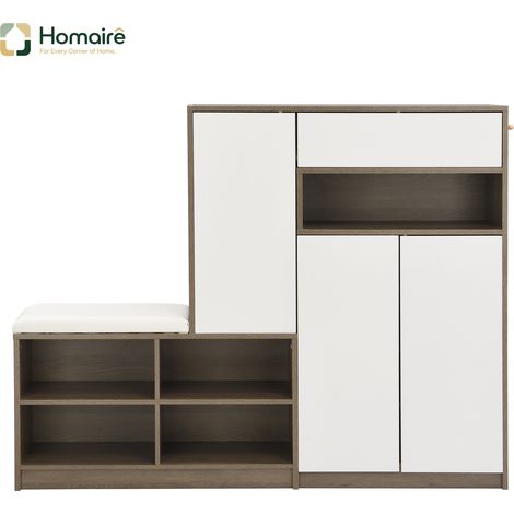 Banc coffre blanc avec rangement en tissu 140 x 35 x 110 cm HOMAIRE (1/5)