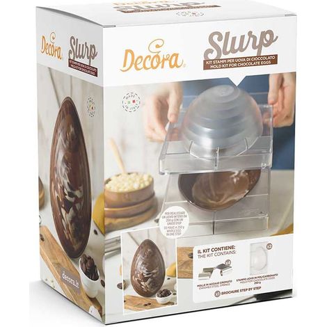 Decora 0050180 KIT SLURP 2 Stampi Professionali per Uovo di Cioccolato da 250 g Con 4 Molle, Ideale per Realizzare un Uovo Lucido e Croccante, Design Professionale, Made in Italy (1/3)