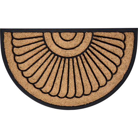 Felpudo moderno de interior 40 x 60 cm forma semicircular reverso de corcho antideslizante natural Koryak