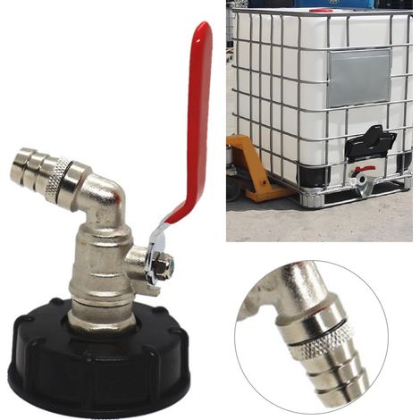 Ej.Life Raccord IBC Laiton Chromé S60X6 - Robinet 3/4" GHT - Adaptateur Vidange Cuve 1000L (Eau/Produits Liquides) (1/5)