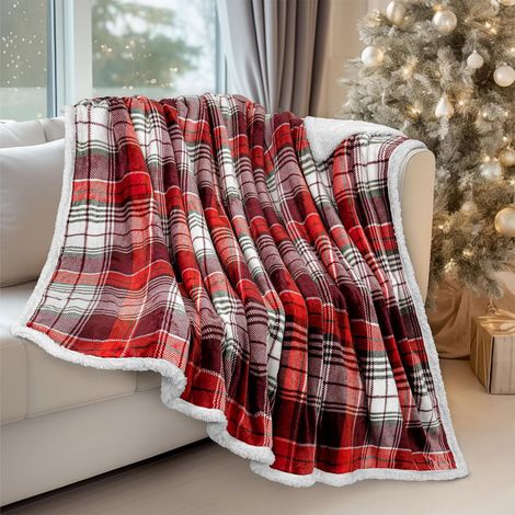 Plaid De Noël - Couverture En Flanelle - Pour Canapé Ou Chambre - Rouge - 70 X 100 Cm - 1 Pièce
