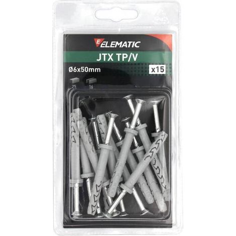 10 x ELEMATIC BLISTER TASSELLO JTX TP/V 6X50 C/VITE 15 PZ