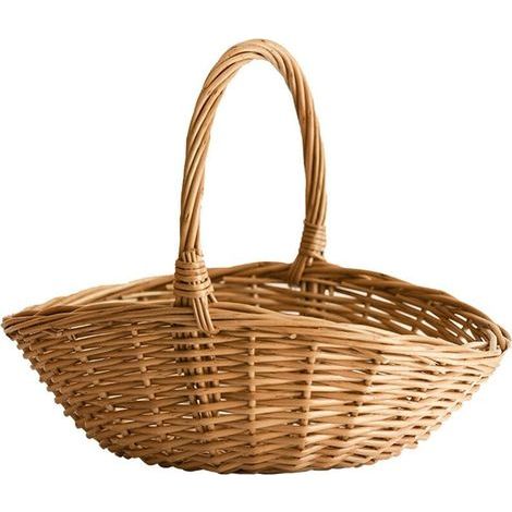 Panier en Osier avec Poignée, Panier à Provisions en Osier, Panier Cadeau, Paniers de Pique-Nique, Panier de Rangement de Cuisine - Grand (1/4)