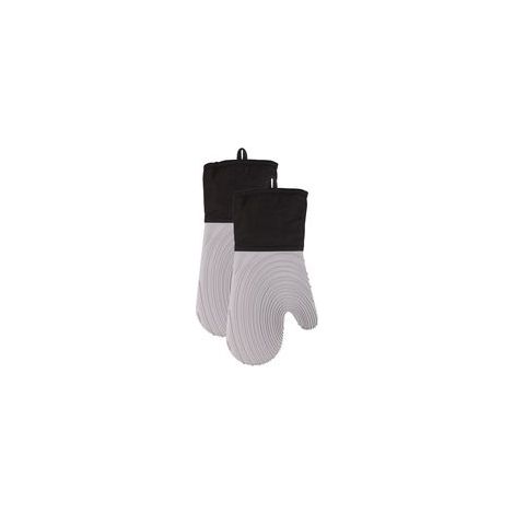 Lot de 2 gants isolants en silicone gris à coutures apparentes (1/5)