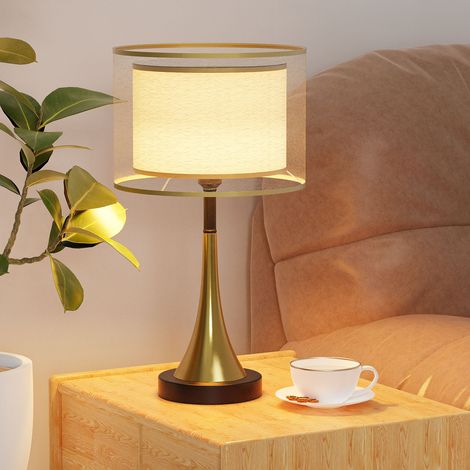 Modern Table Lamp Gold Metal Base and Clear Plastic Lampshape Bedside Table Lamp Bedroom Nightlight (1/5)