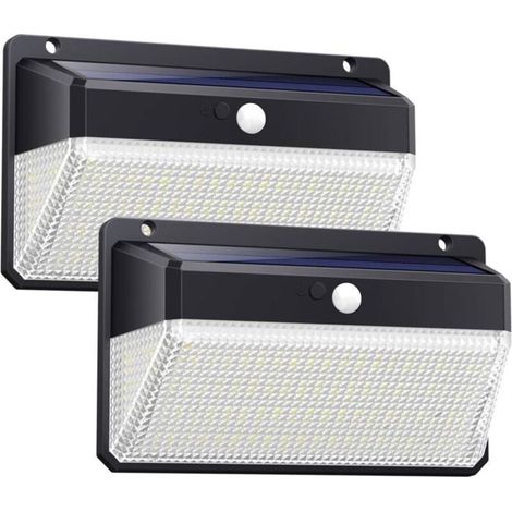 Lámpara solar exterior de 158 LED con sensor de movimiento y foco inalámbrico 【Impermeable, antivaho, resistente a la nieve y a la intemperie】