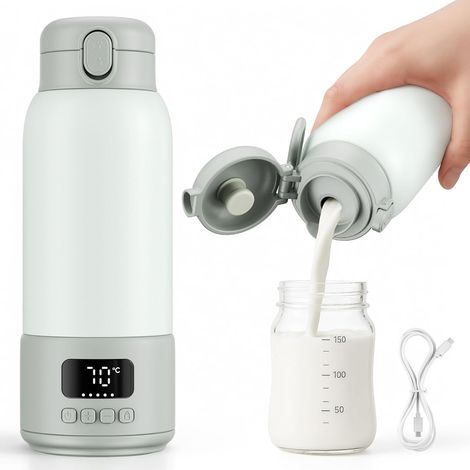 Calentador de biberones portátil con función de autolimpieza, calentador de biberones portátil de 100 W con Akku de 16000 mAh, calentamiento rápido de leche materna, capacidad de 500 ml, 3 modos, para (1/5)