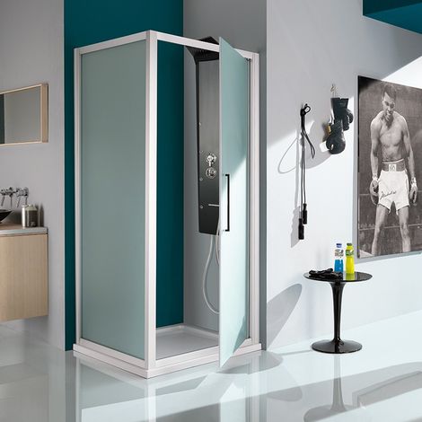 Samo - Porte de douche pivotante 86 - 92 cm Profilés chromé brillant verre transparent - EUROPA