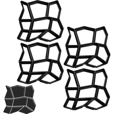 SWANEW 4 pezzi Stampi per cemento 43x43x4cm, lastre di pavimentazione, fattoria, giardino, giardino, decorazione del giardino, sentiero, fai da te, pavimentazione, riutilizzabile, colata, imitazione d (1/5)