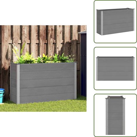 Garten-Hochbeet WPC 150 x 50 x 91 cm Grau - Gartenhochbeet - Blumentopf - Pflanzenbehälter - Balkonbepflanzung - Terrasse (1/5)