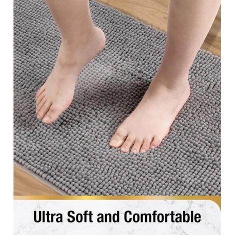 Tapis de Bain en Chenille, 60x40cm Tapis de Douche Super Absorbant, Tapis Salle de Bain Antidérapant, pour Douche et Baignoire (1/5)