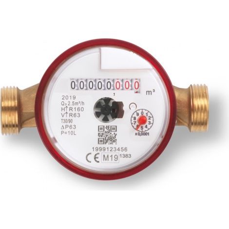Einstrahl-Warmwasser-Teilungszähler R100 20 x 27 Centrale Brico
