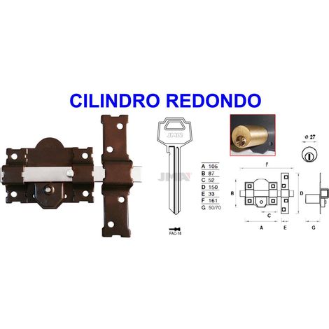 AVL 8101-R/105 P Catenaccio da 50 mm con chiave tonda e pulsante, include 3 chiavi