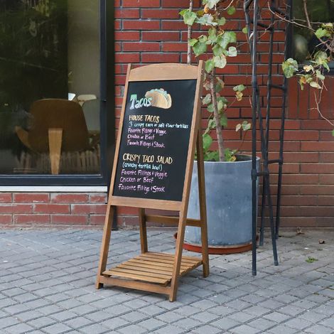 Kreidetafel Aufsteller Magnetisch Werbetafel Holztafel Kundenstopper mit Blumenregal für Cafe Bar Restaurant Malen Sales Ankündigungen und Events - Braun (1/5)