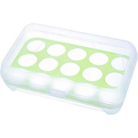 Boîte à œufs 15 œufs avec couvercle, 23 x 13 x 7 cm, pour réfrigérateur, incassable et portable (vert) (1/5)
