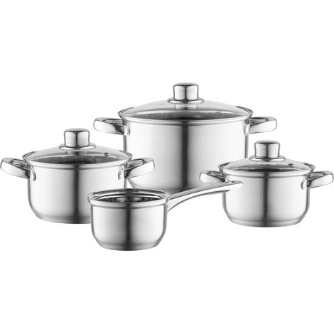 Set de Casseroles I Ensemble de 8 Pièces en Acier Inoxydable I Casseroles Résistantes au Lave-Vaisselle I Échelle de Mesure Pratique I Adapté à Tous Types de Foyers (1/5)