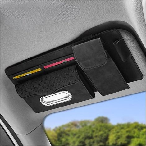 Allecto - Organizer per aletta parasole auto - Borsa portaoggetti multifunzionale - Grigio - Porta carte - Scomparto per occhiali da sole - Adatto al 99% dei modelli di auto (1/5)