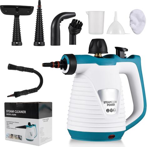 Pulitore a vapore, pulitore a vapore multifunzionale con 9 accessori, pressione del vapore 3,0 bar, capacità 350 ml, per pavimenti, mobili, auto, bagno, finestre, cucina (1/5)