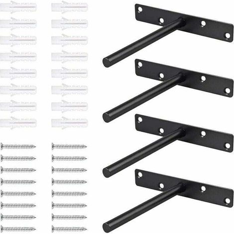 4 Stück massive Stahl-Wandregalhalterungen, verdeckte Regalträger mit Schrauben, unsichtbare Metall-Regalmarkierungen für verdeckte Wandregale aus Holz, Heimwerkerbedarf - Crezuo (1/4)