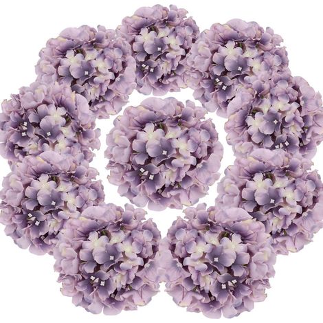Un ensemble de 10 têtes de fleurs artificielles en soie brodées avec couleur-AquaForge (1/5)