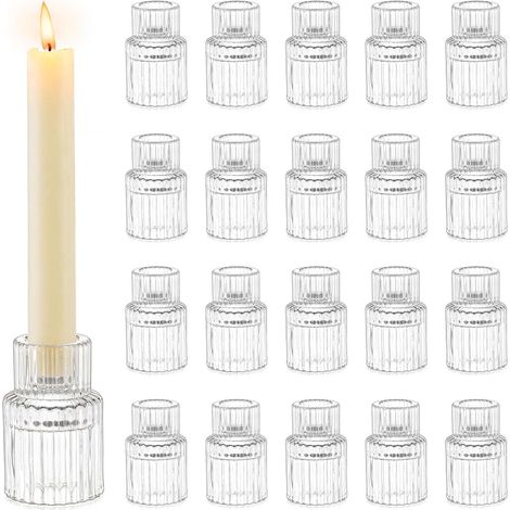 Petite Chandelier Bougeoir Verre - Lot de 20 Bougeoir Decoratif Mariage Noel Decoration Maison, Supports pour Bougies Coniques Centre de Table Salon Chambre (1/5)