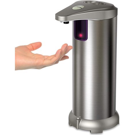 Distributeur de savon automatique en acier inoxydable, 2 niveaux de savon réglables, sans contact, détecteur de mouvement infrarouge, base étanche (1/5)