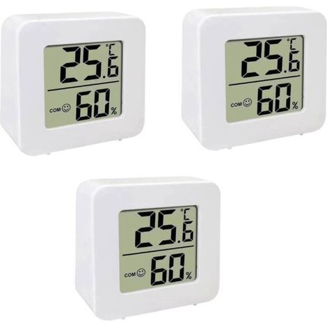 Thermomètre numérique , hygromètre LCD , affichage clair , boîtier compact en ABS , adapté à la surveillance intérieure , plage de -10 à 50 °C , blanc , lot de 3 , 10-99 (HR) , -10-50 (℃) (1/5)