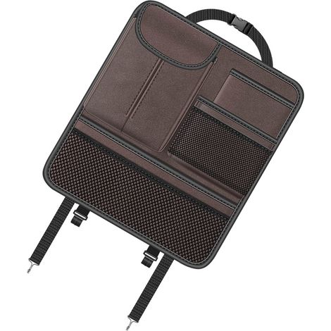 Sac de rangement multifonctionnel pour sièges arrière de voiture, idéal pour ranger téléphones portables, portefeuilles, lunettes, boîtes de mouchoirs, etc. (marron) (1/5)
