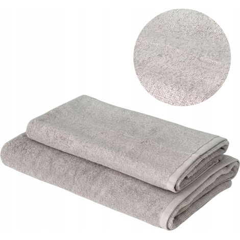 Set di 2 asciugamani da bagno in cotone beige, dimensioni 70x140 e 50x90 (1/5)