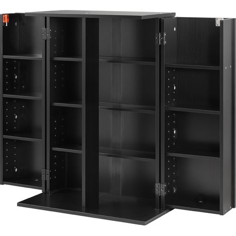 Mophorn Armadietto Porta CD DVD Libri con 4 Ripiani, Mobiletto per Giochi e Accessori con Ante e Ripiani Regolabili, Ideale per Ufficio, Studio o Soggiorno, Dimensioni 610x368x846 mm, Colore Nero (1/5)