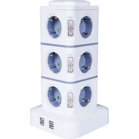 Power Strip Tower, 12 Outlets Power Strip (2500W / 10A) with 4 USB Ports, Multi Outlets Electrical Surge Protector Vertical Power Strip (1/5)