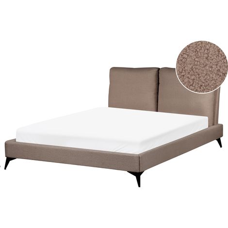 Cama con somier 140 x 200 cm moderna tapizada bouclé base listones marrón Melle (1/5)