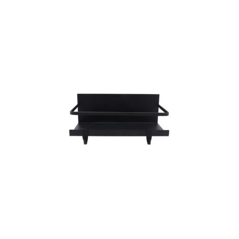 Porte-épices magnétique mural avec 2 crochets amovibles, organiseur de cuisine, coloris noir (1/5)