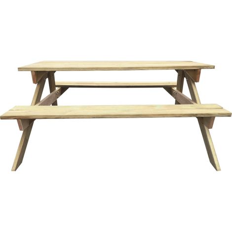 INLIFE Table de pique-nique 150 x 135 x 71,5 cm Bois (1/4)