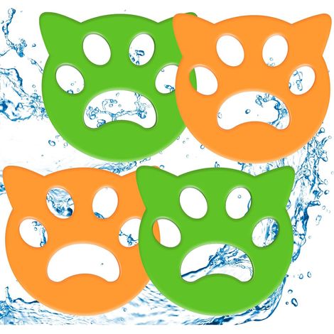Brosse anti-poils d'animaux pour le linge, lot de 4, lessive, brosse anti-peluches pour machine à laver, réutilisable - Brosse anti-poils d'animaux pour le linge, la literie et les vêtements (vert-ora